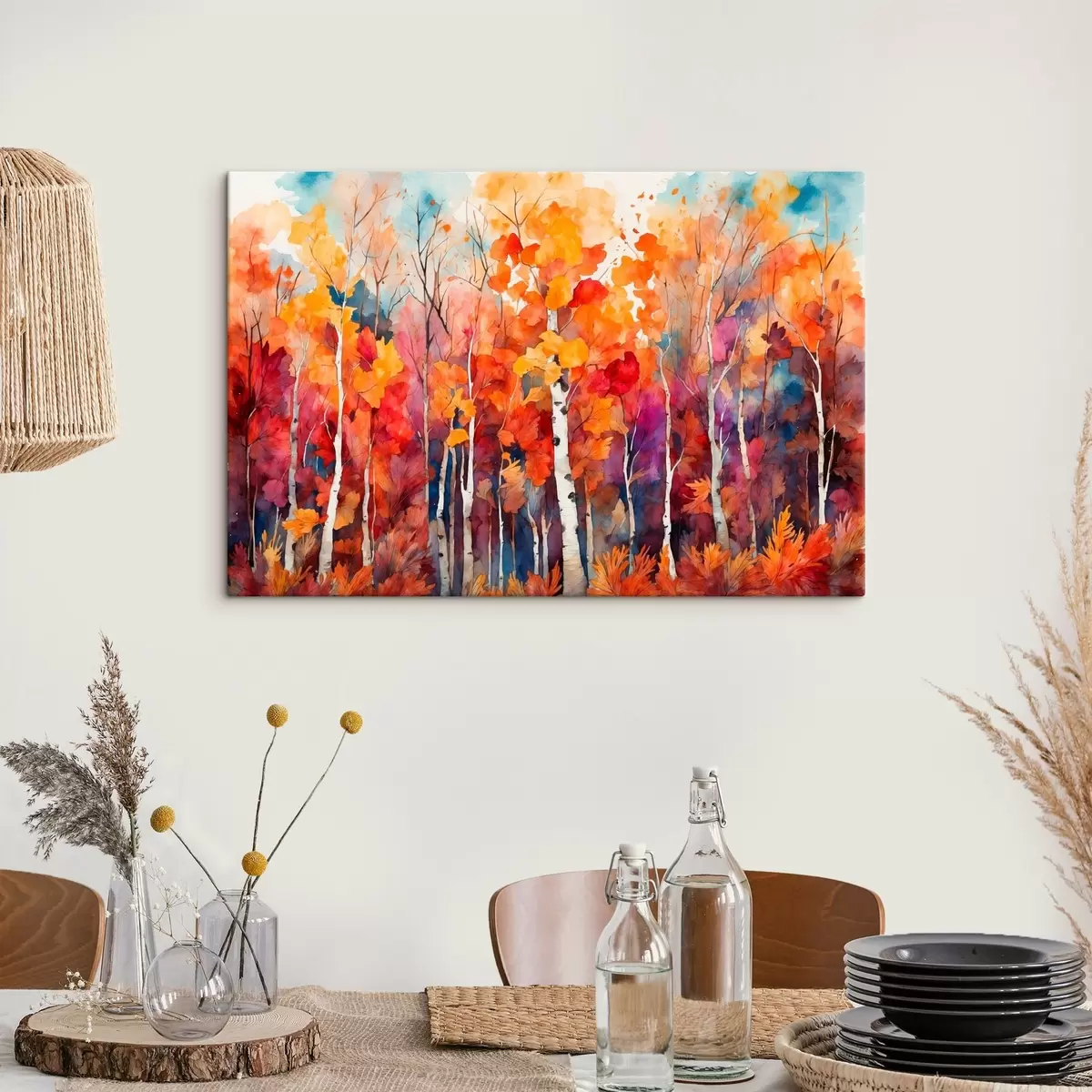 murales de pared Bosque de abedules en estilo acuarela s43447