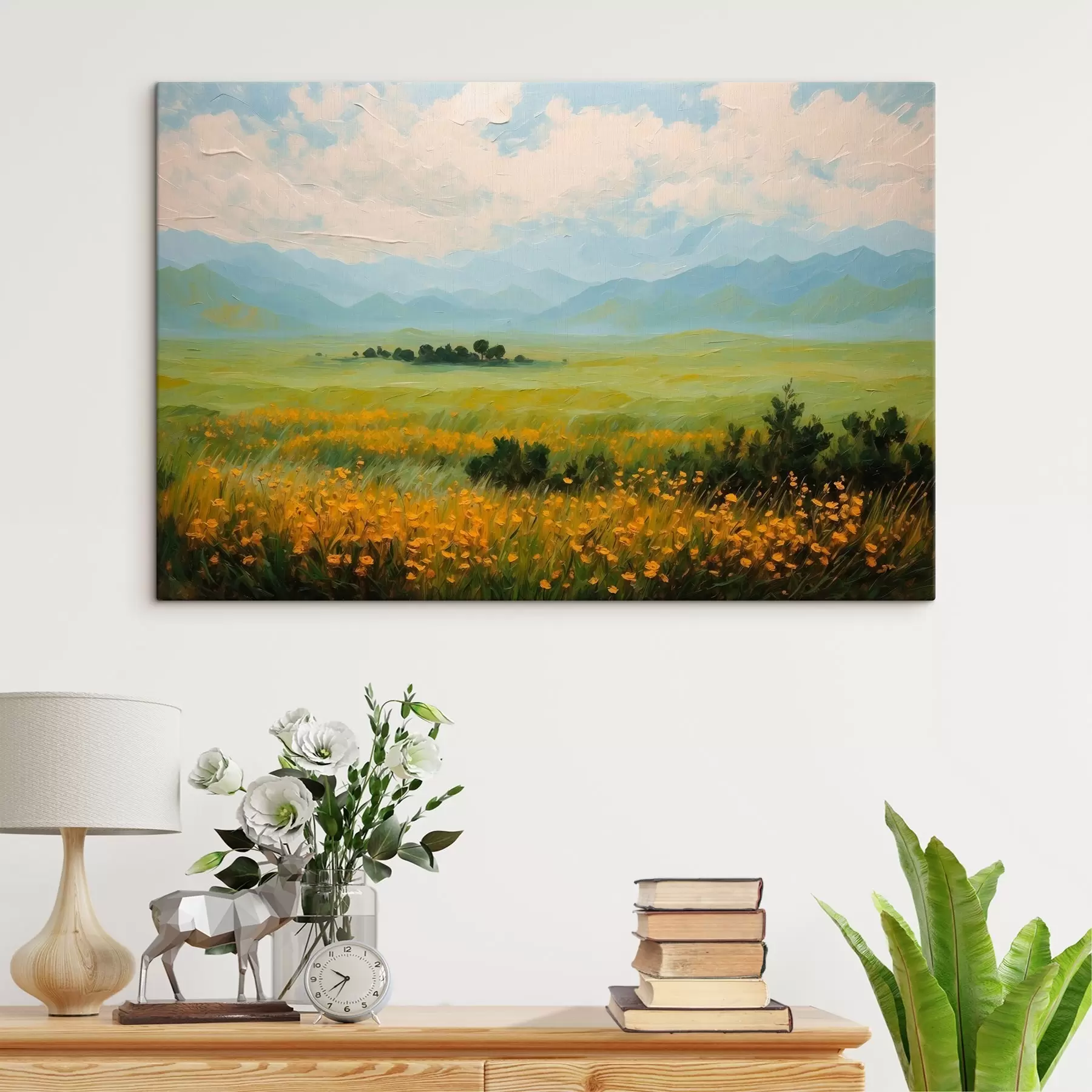 murales de pared Campo de flores al óleo s43451