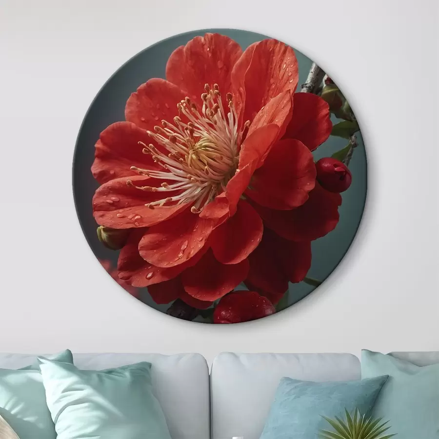 murales de pared Flor roja en una rama r43876