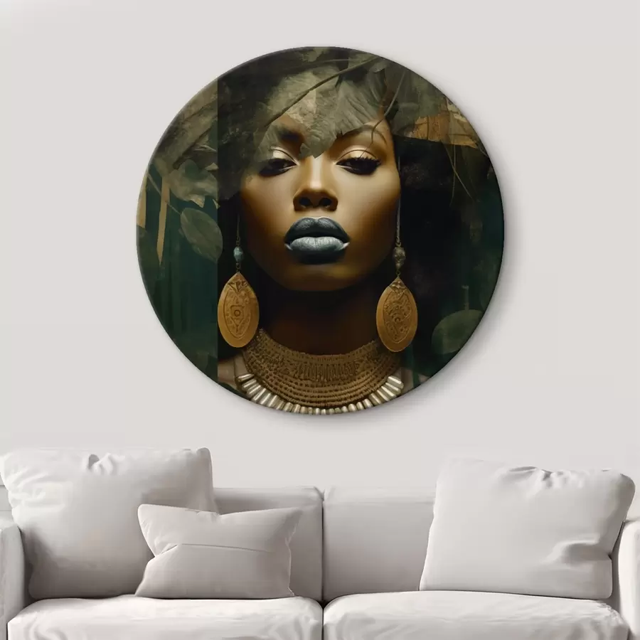 murales de pared Cara de niña sobre fondo abstracto de bosque r43466