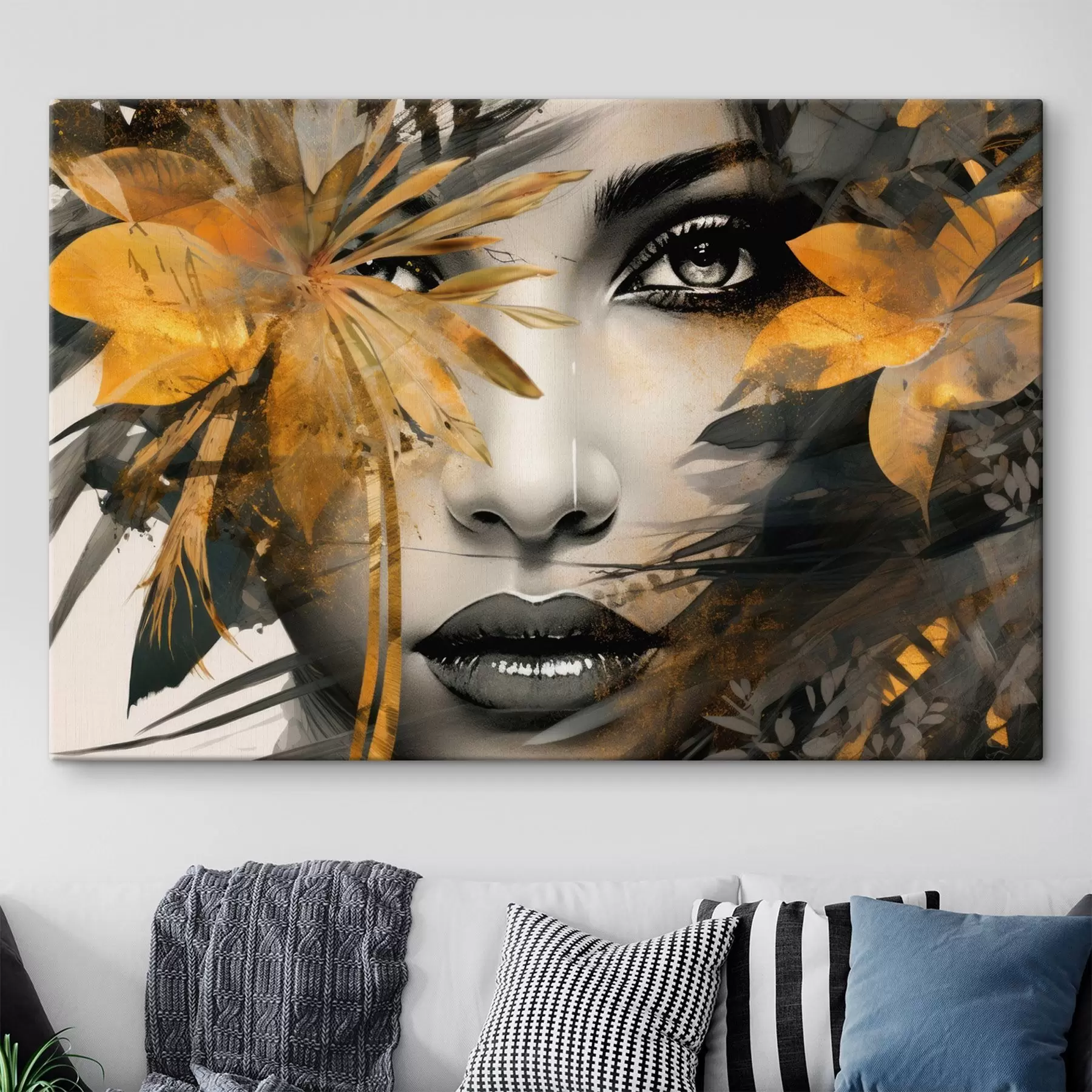 murales de pared Cara de niña pintada a mano s43469