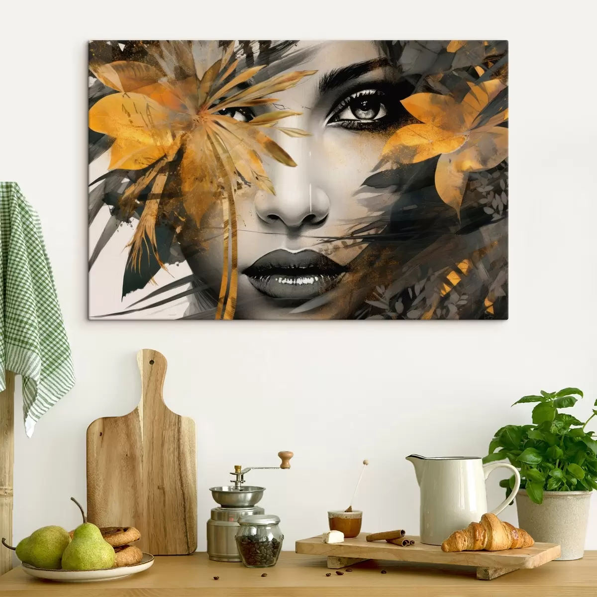 murales de pared Cara de niña pintada a mano s43469