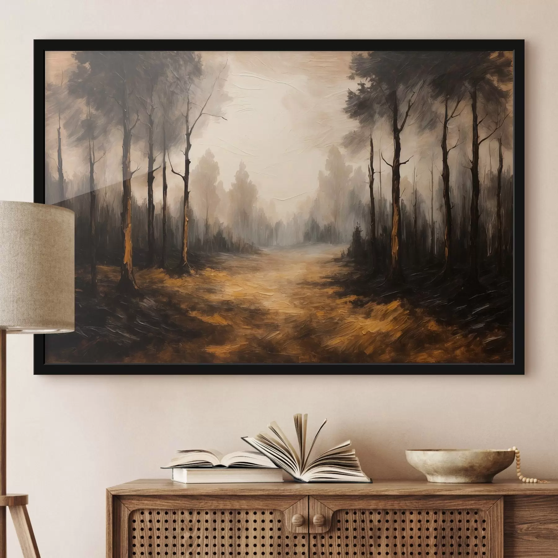 murales de pared Bosque negro en estilo de pintura acrílica f43448