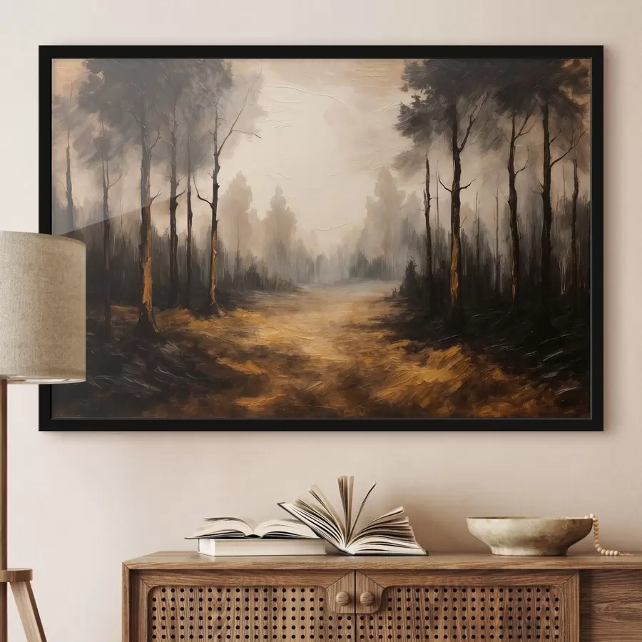 murales de pared Bosque negro en estilo de pintura acrílica f43448