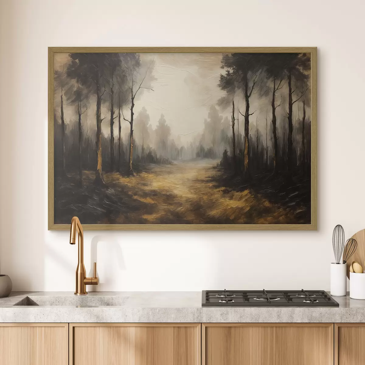 Poster Bosque negro en estilo de pintura acrílica f43448