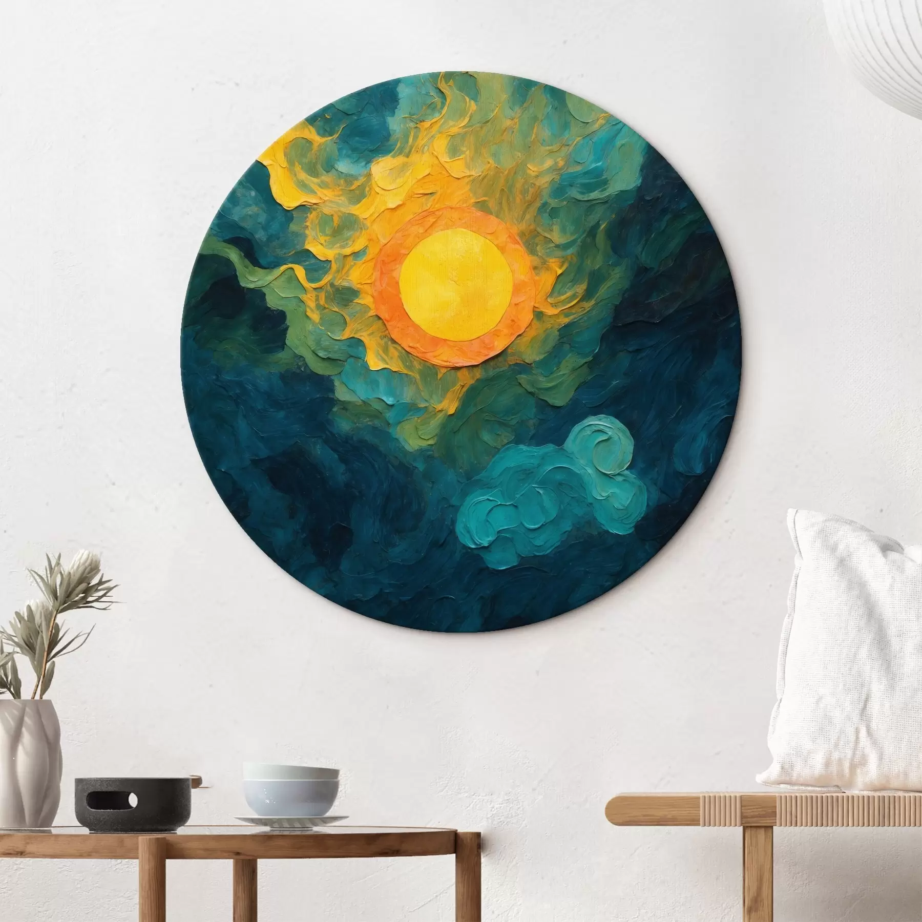 murales de pared Sol sobre fondo oscuro al óleo r43459