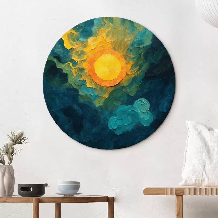 murales de pared Sol sobre fondo oscuro al óleo r43459