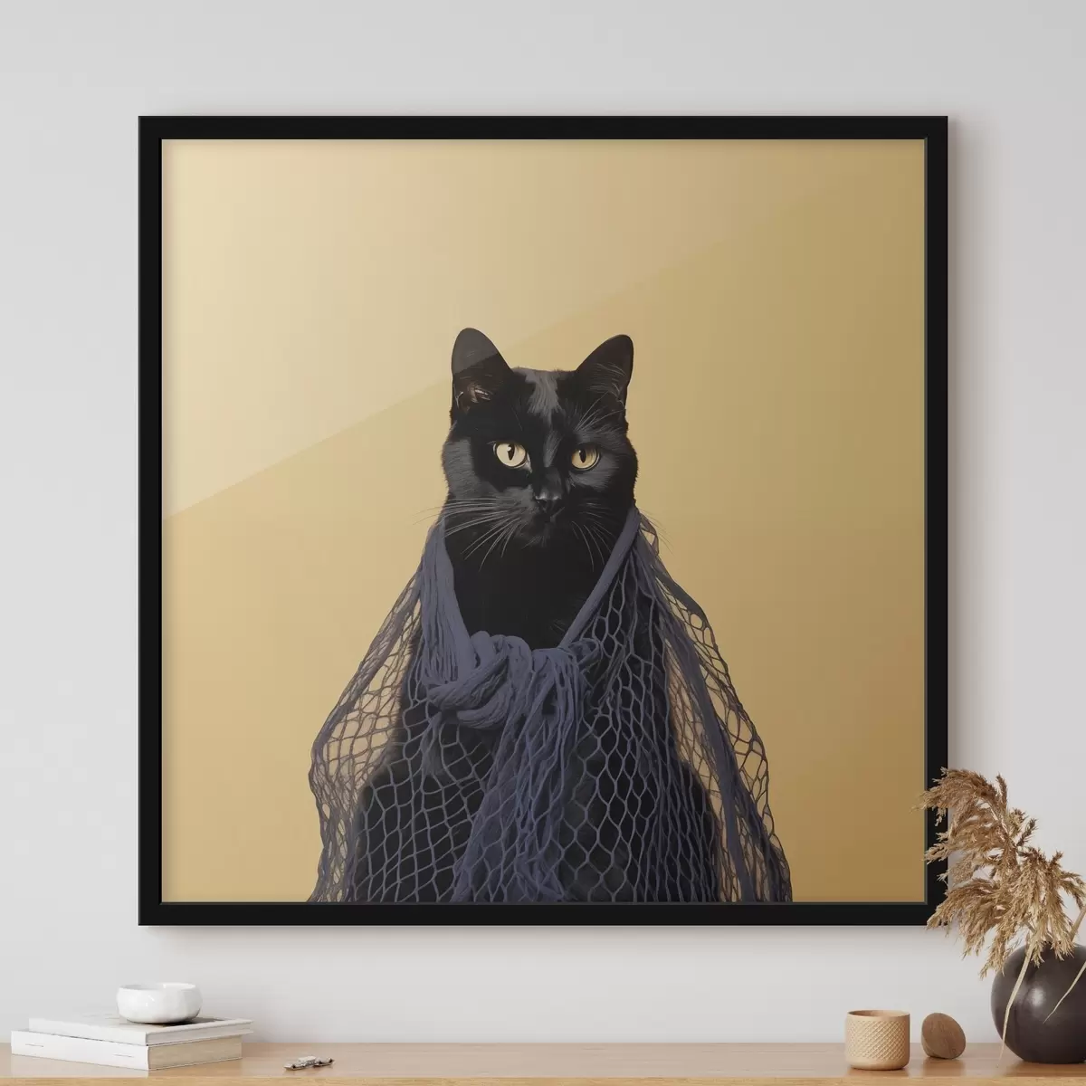 Poster Gato negro en una red f43959