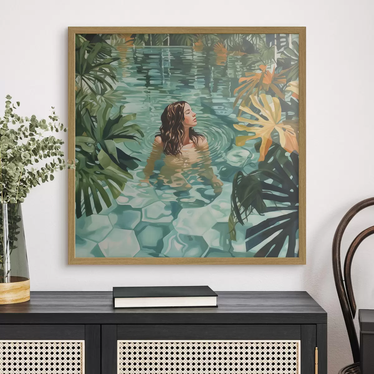 Poster Pintura imitación de chica en la piscina f43961