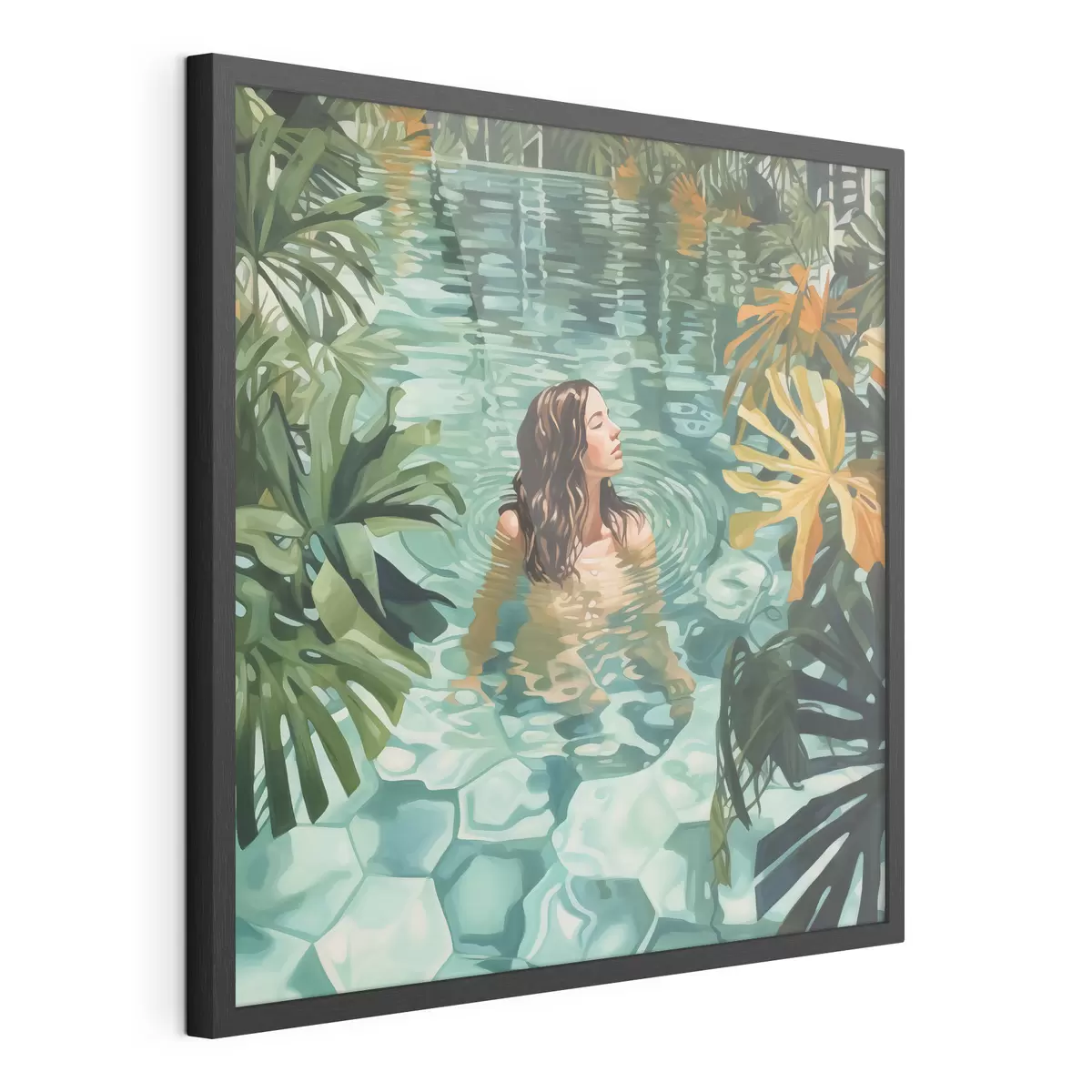 Poster Pintura imitación de chica en la piscina f43961