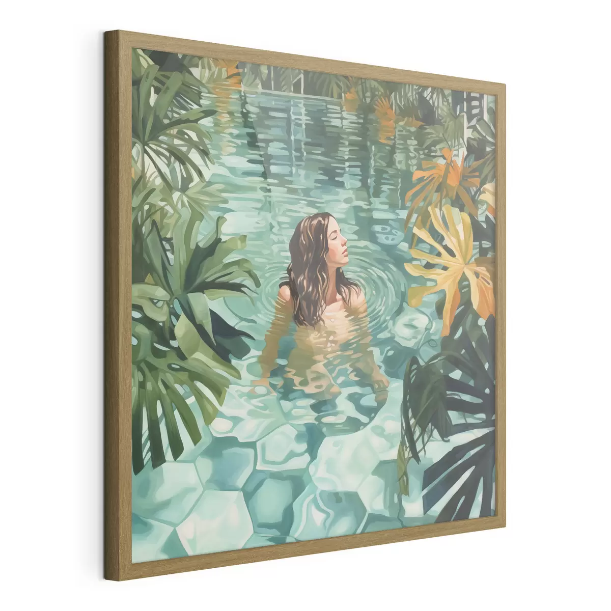 Poster Pintura imitación de chica en la piscina f43961