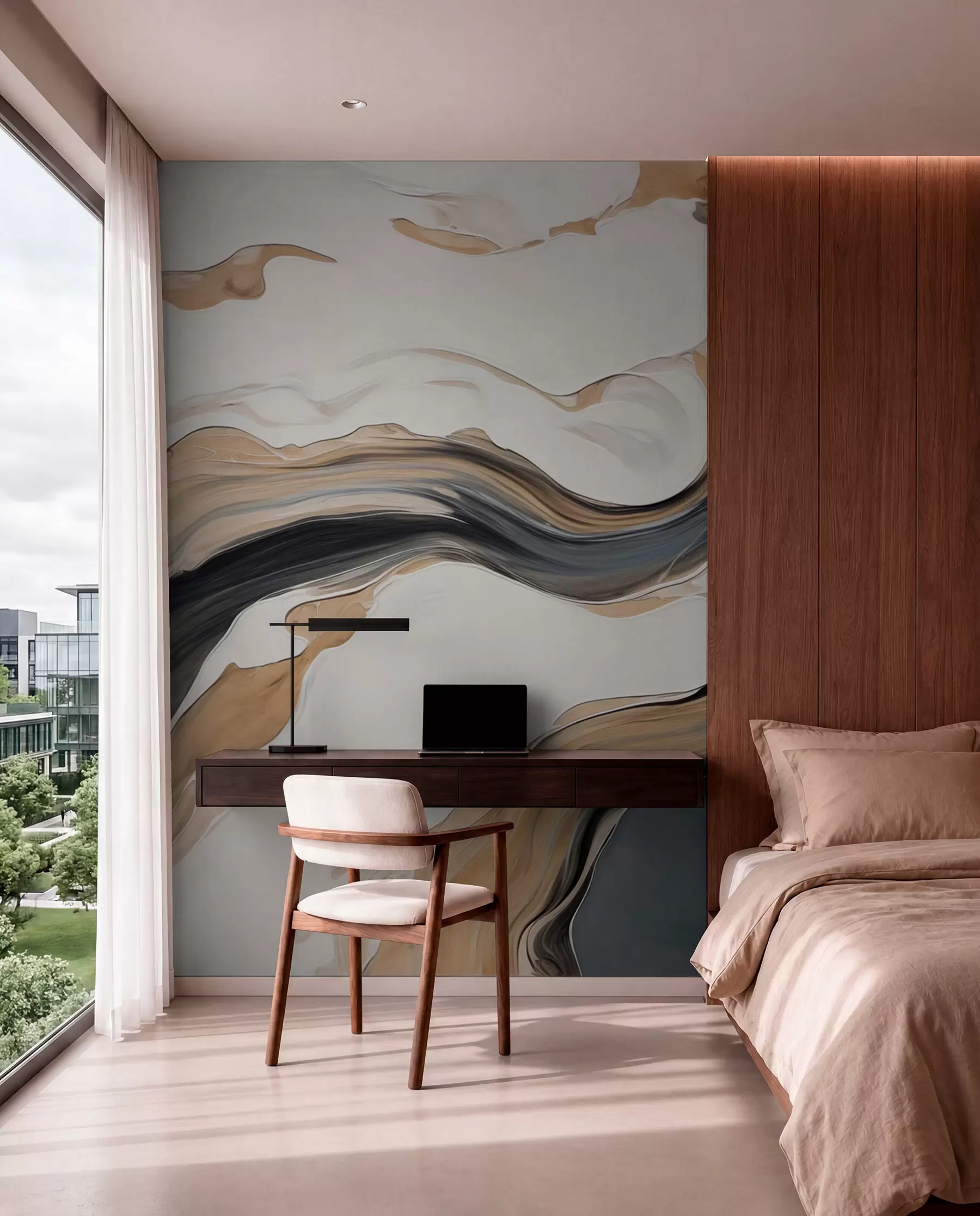 murales de pared Bandas fluidas en tonos tierra w09001