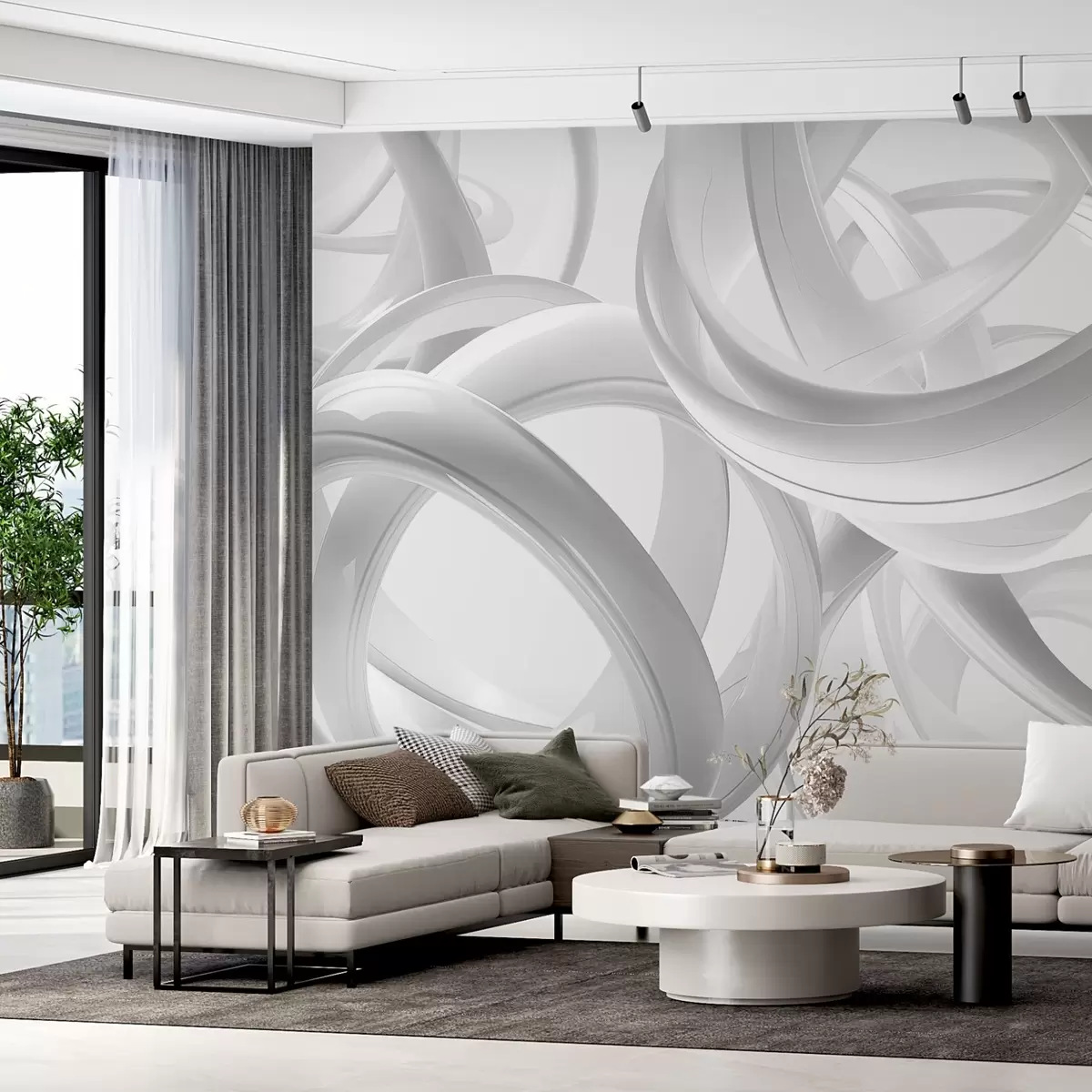 murales de pared Figuras abstractas monocromas w03674v2