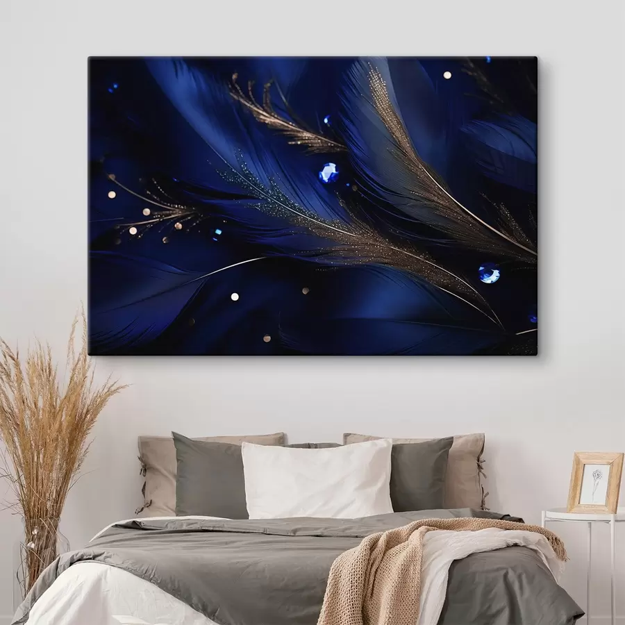 murales de pared Plumas azules hiperrealistas s43946