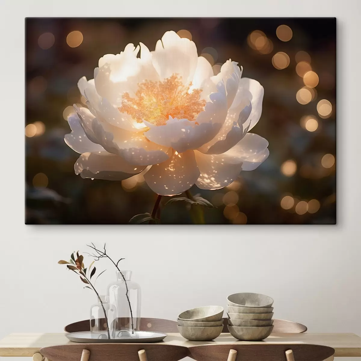 murales de pared Flor blanca con centro brillante s43949