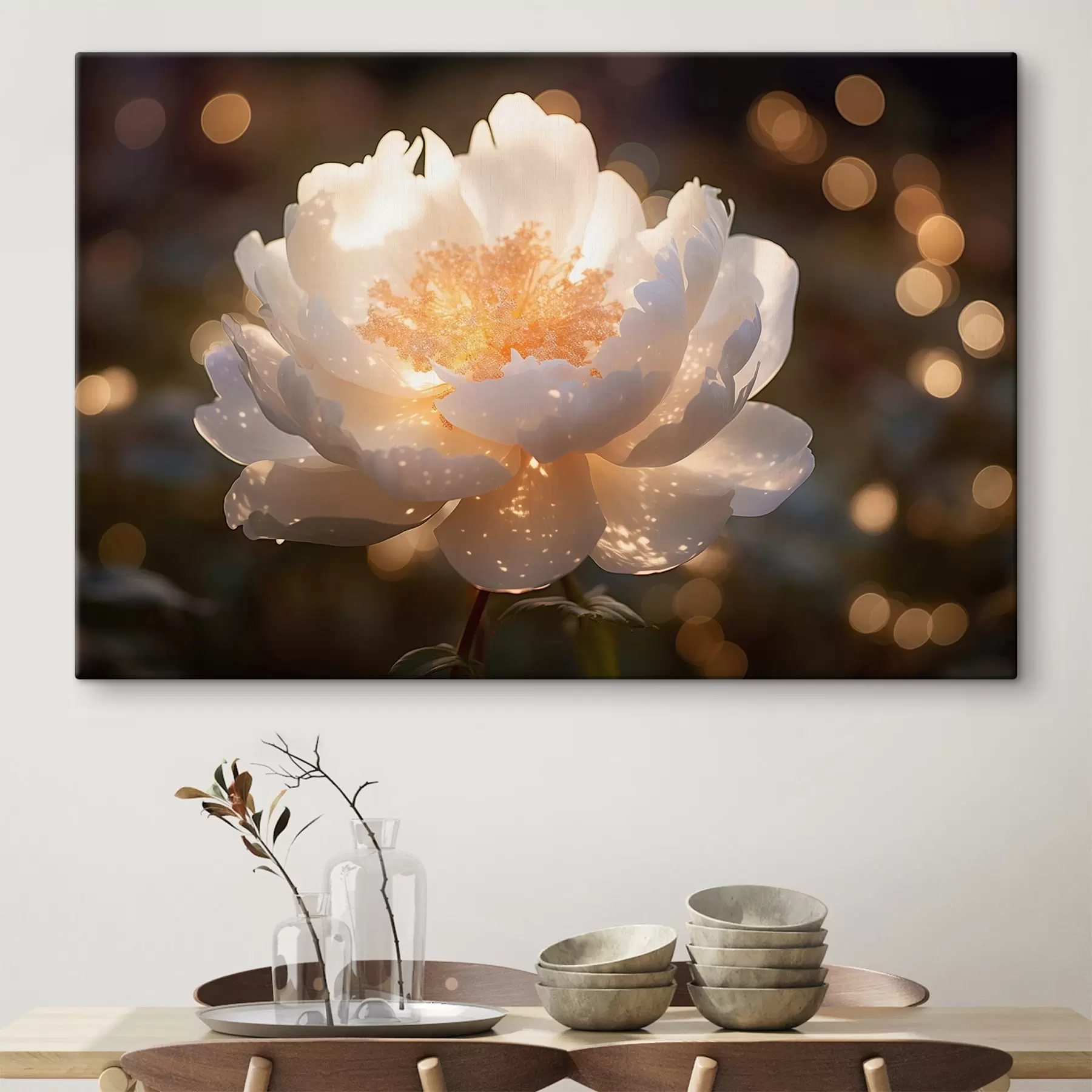 murales de pared Flor blanca con centro brillante s43949