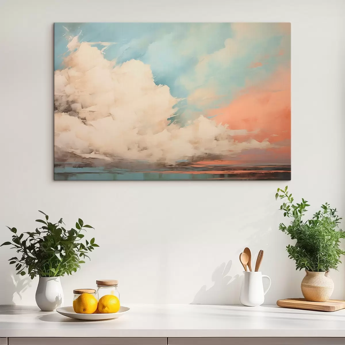 murales de pared Niebla abstracta sobre el mar en estilo de pintura acrílica s43952