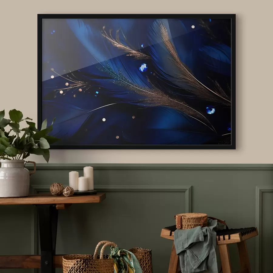 murales de pared Plumas azules hiperrealistas f43946