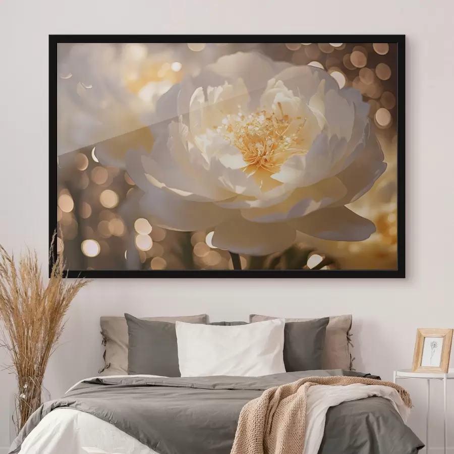 murales de pared Flor blanca sobre fondo borroso f43947