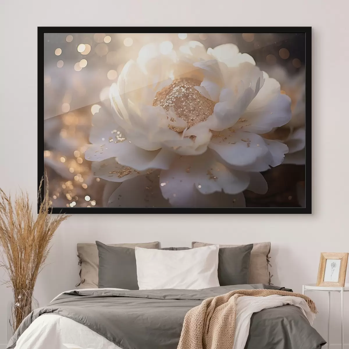 Poster Flor blanca con monedas en el centro f43948