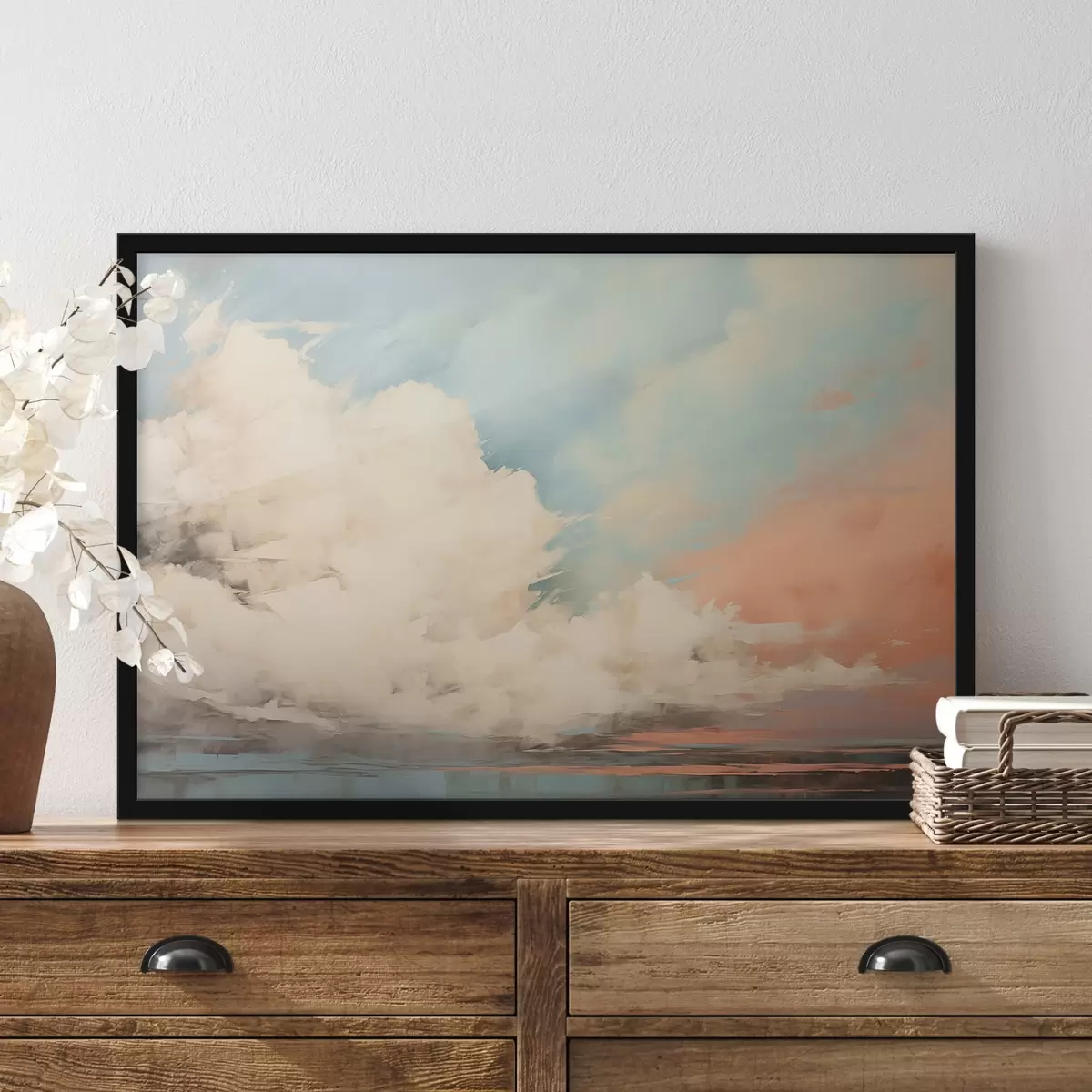 Poster Niebla abstracta sobre el mar en estilo de pintura acrílica f43952