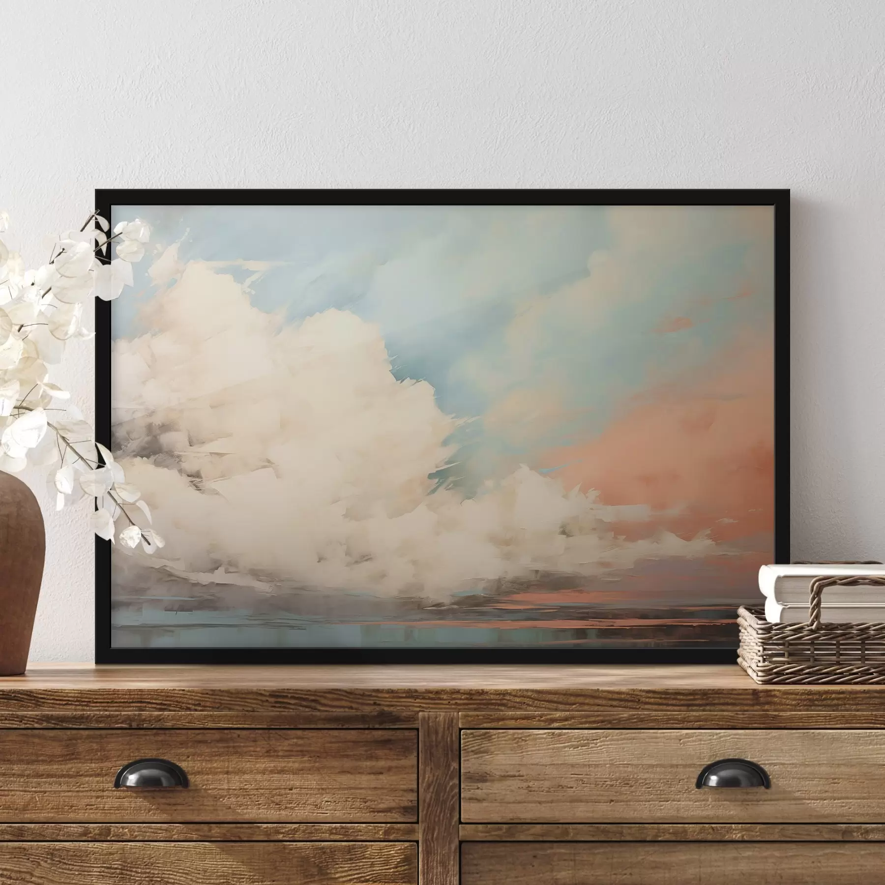 murales de pared Niebla abstracta sobre el mar en estilo de pintura acrílica f43952