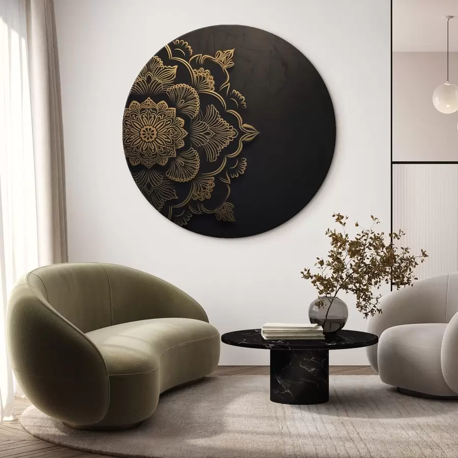 murales de pared Motivos amarillos sobre fondo negro r43943