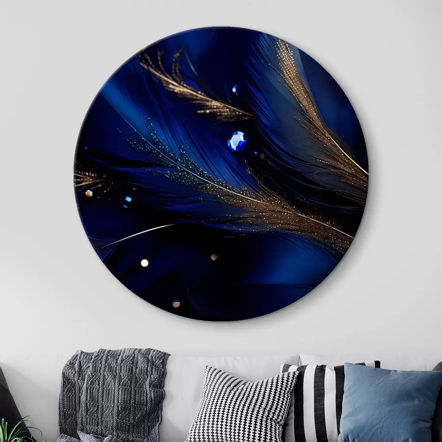 murales de pared Plumas azules hiperrealistas r43946