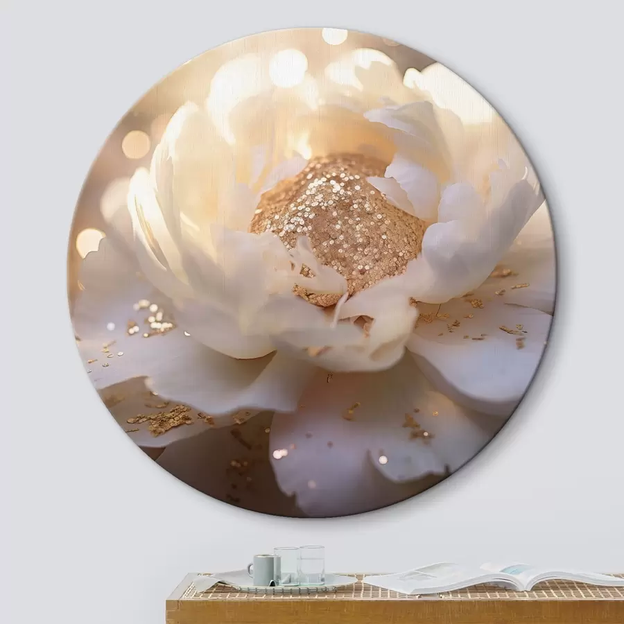 murales de pared Flor blanca con monedas en el centro r43948
