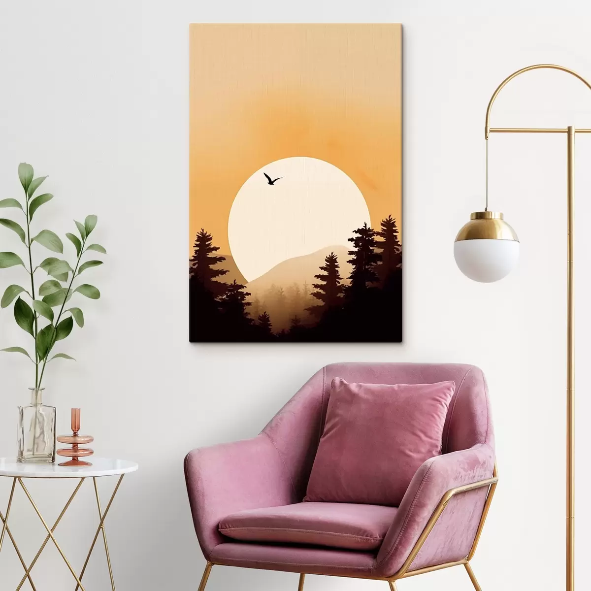 murales de pared Siluetas de pinos s43980