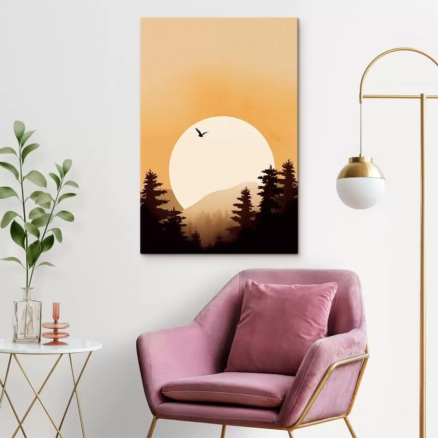 murales de pared Siluetas de pinos s43980