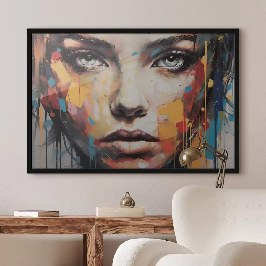 murales de pared Retrato en trazos de color f43982