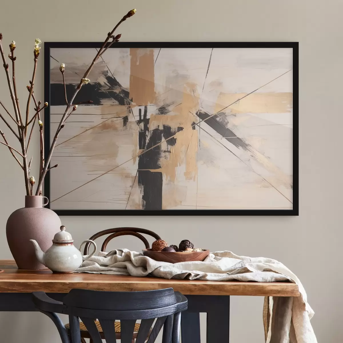 Poster Composición abstracta con líneas cruzadas f43987