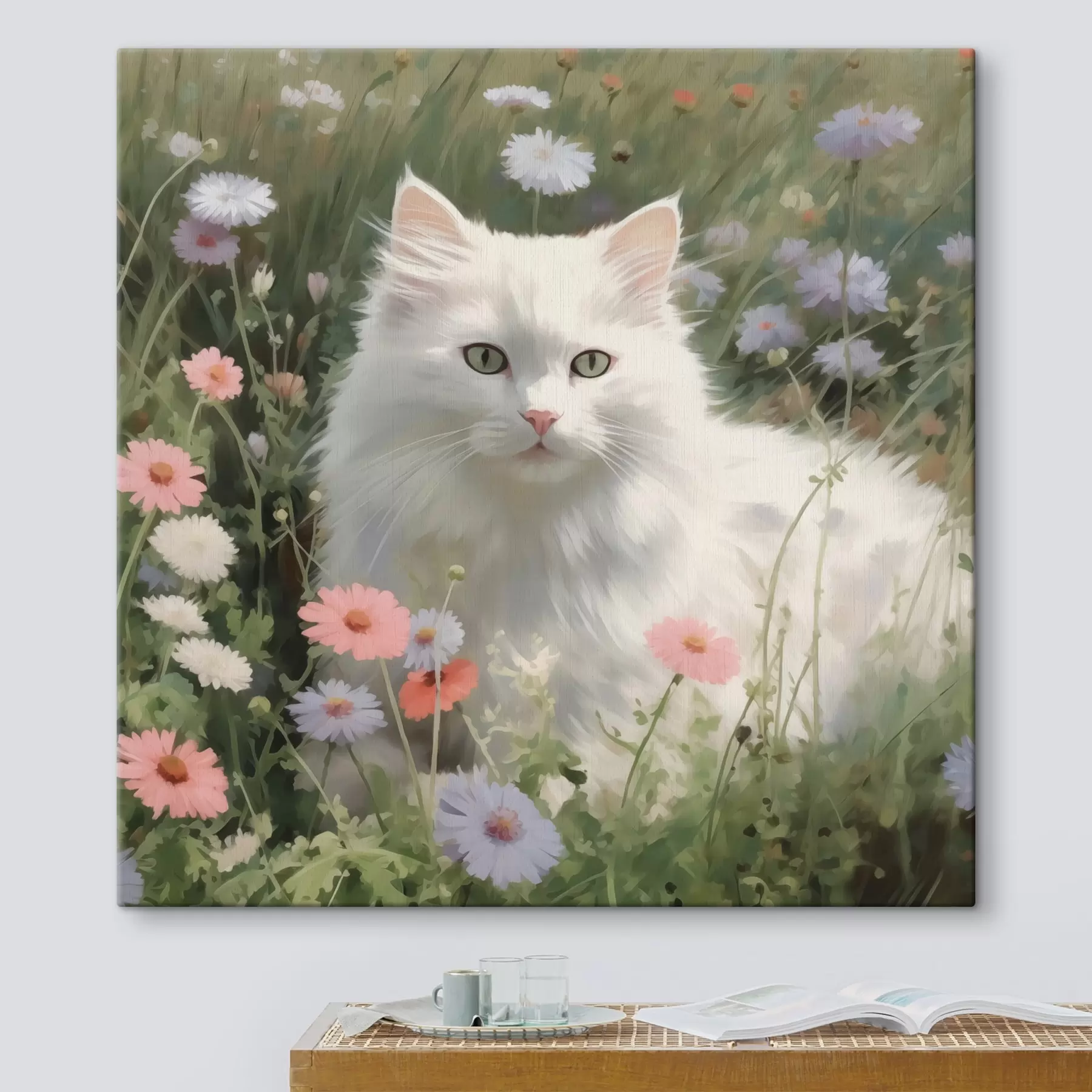 murales de pared Gato en flores s44050