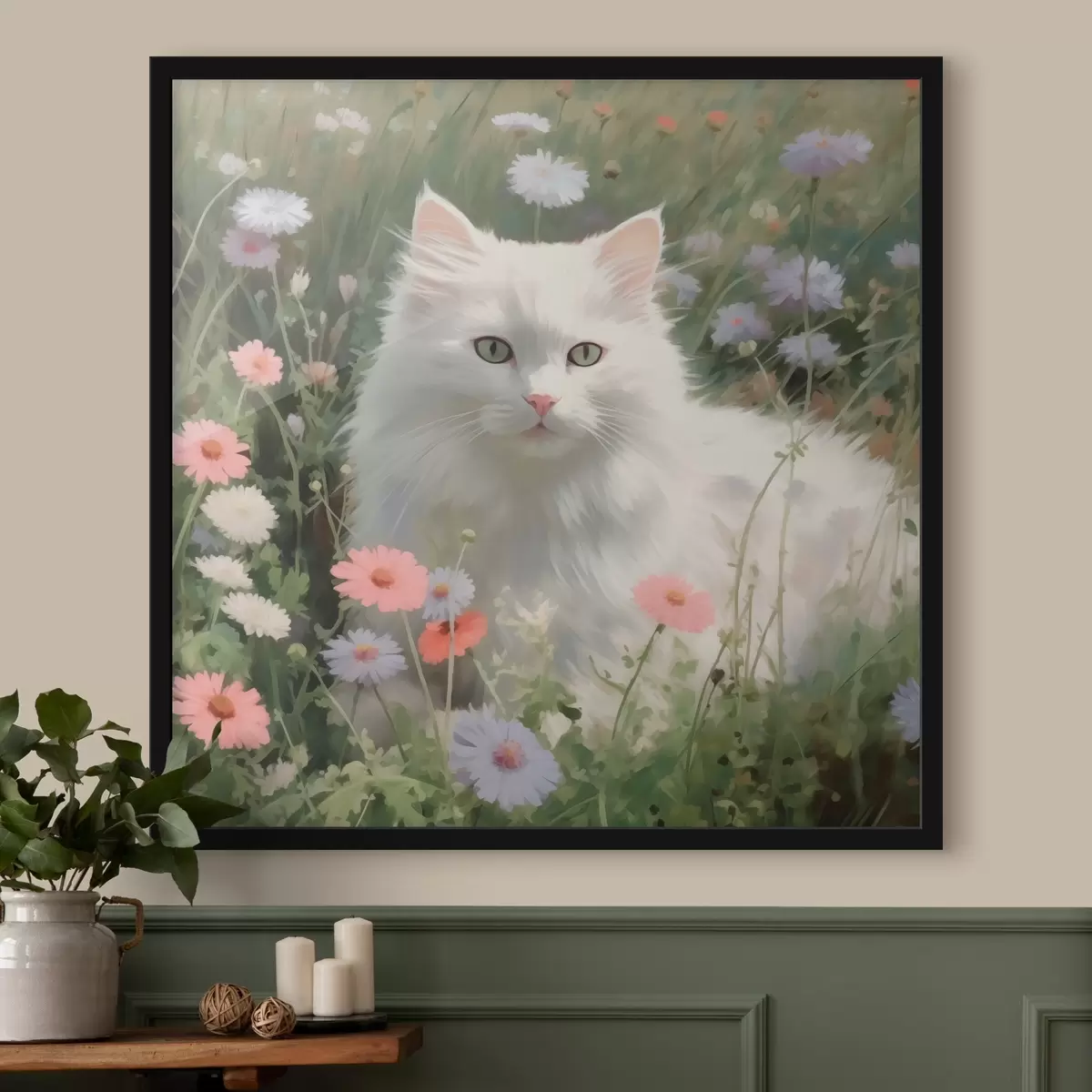 Poster Gato en flores f44050