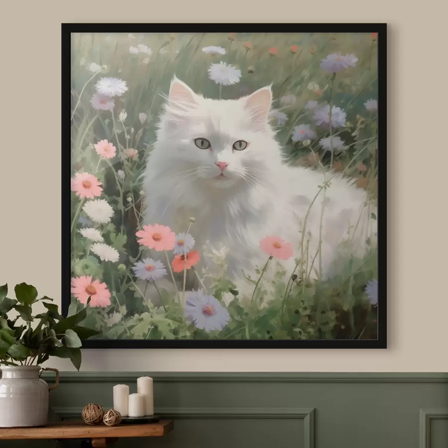murales de pared Gato en flores f44050