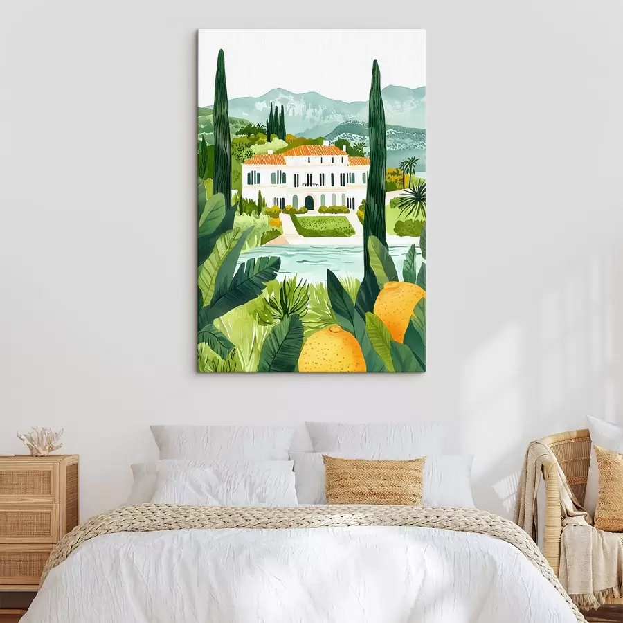 murales de pared España, paisajes de verano, limoneros, arquitectónico, tropical s44026