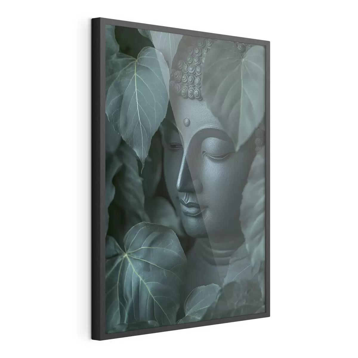 Poster Buda en las hojas verdes, Budismo, tropical, realismo f44004