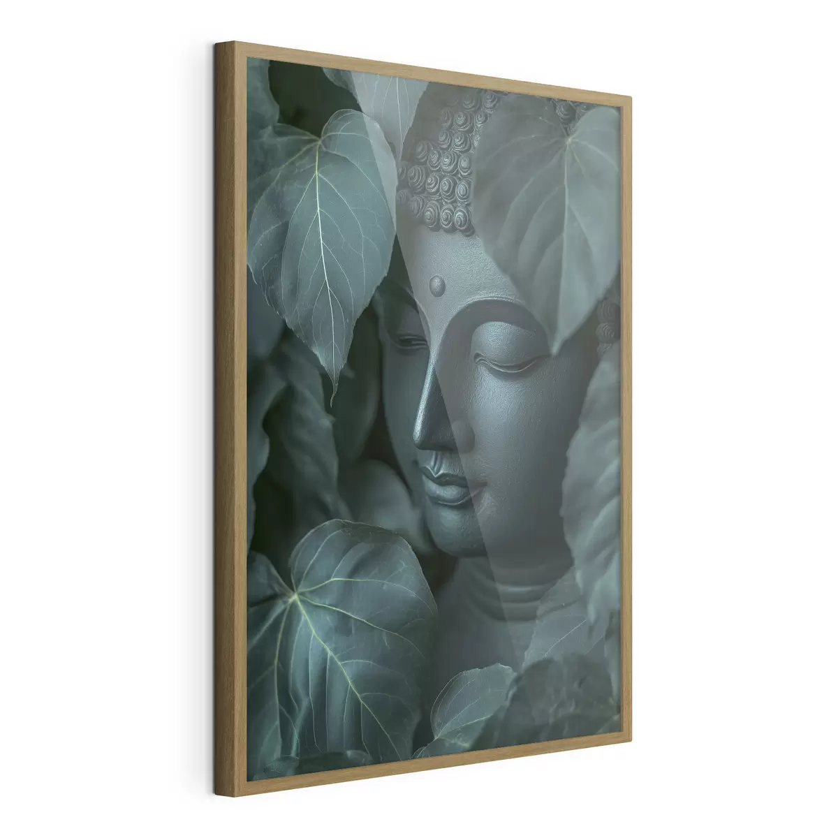 Poster Buda en las hojas verdes, Budismo, tropical, realismo f44004