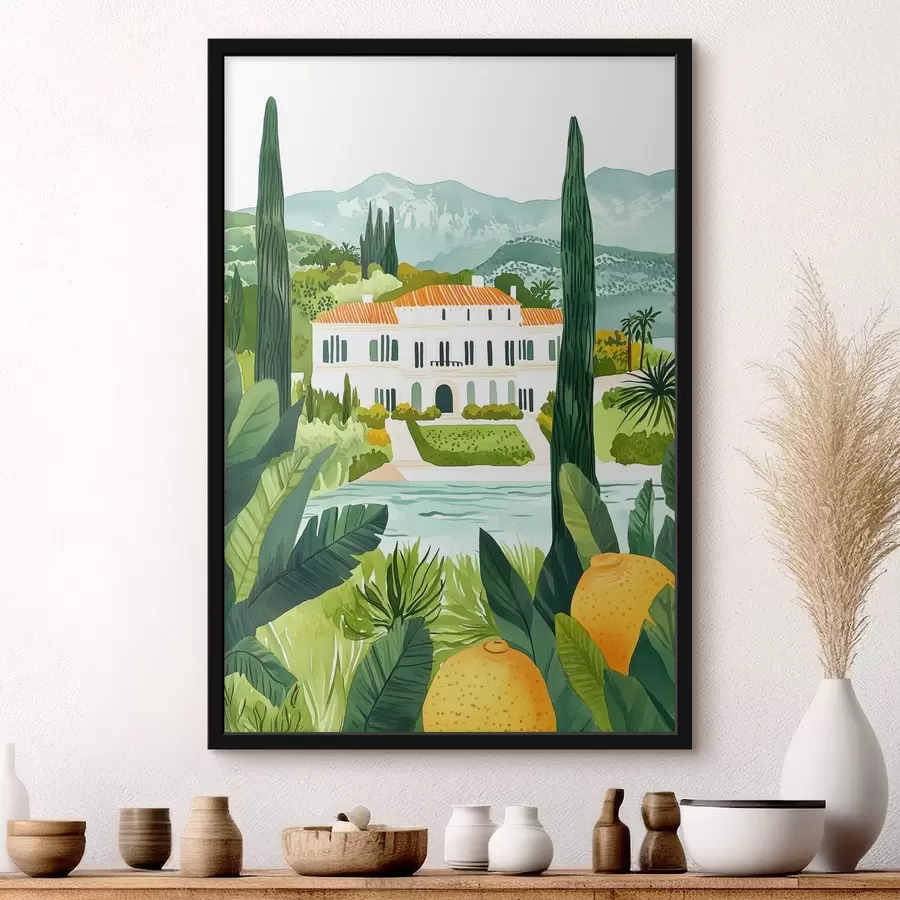 murales de pared España, paisajes de verano, limoneros, arquitectónico, tropical f44026