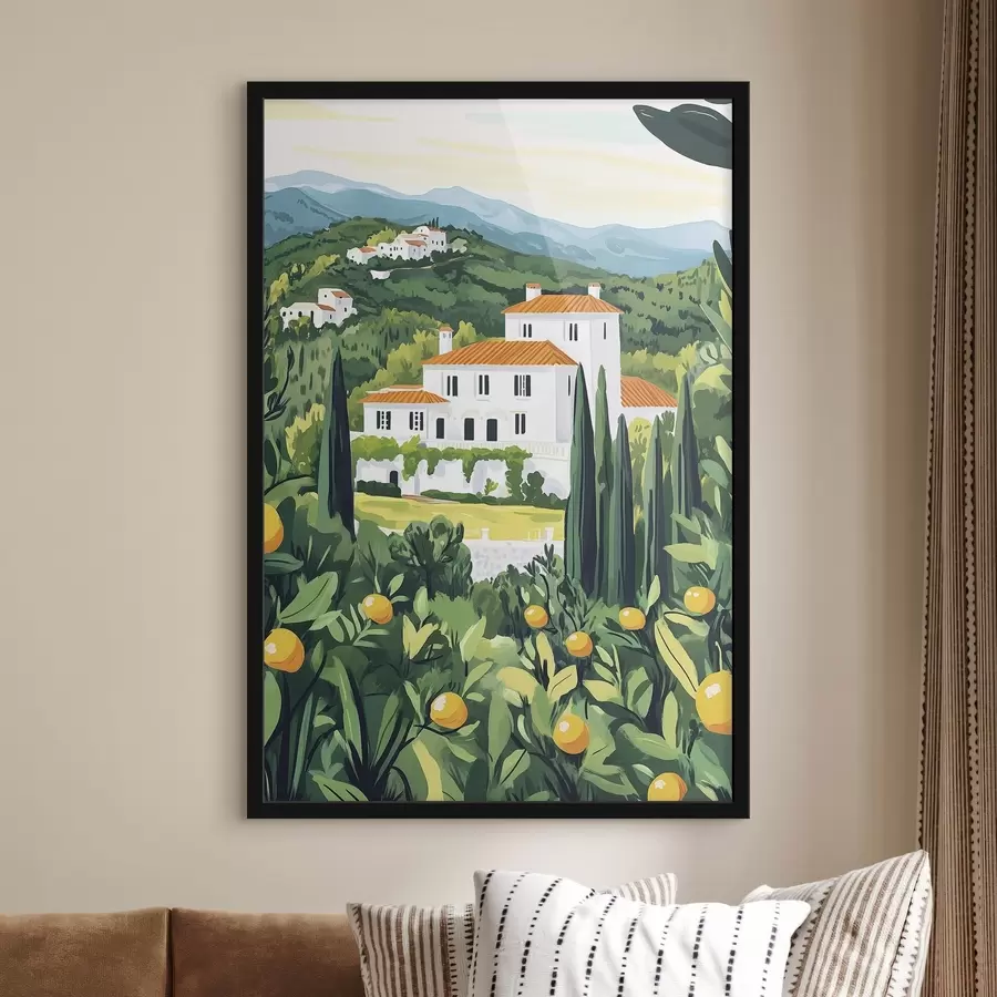 murales de pared Naturaleza estival, mediterráneo, limoneros, arquitectura f44028