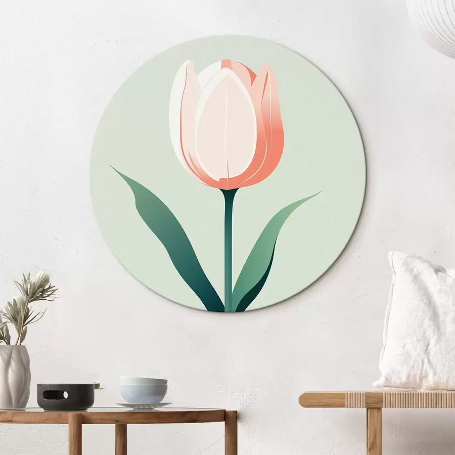 murales de pared Tulipán pintado sobre fondo verde claro r44000