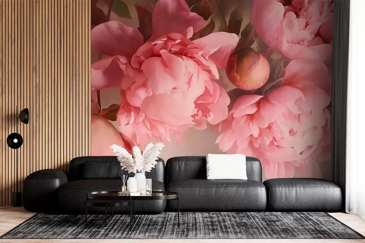 murales de pared peonías rosadas w03730
