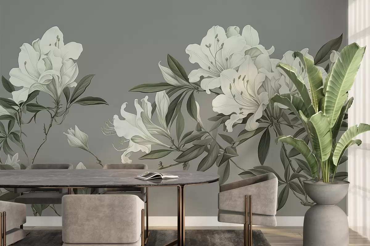 murales de pared Blooming Harmony,Flores blancas, ramas w03786v1