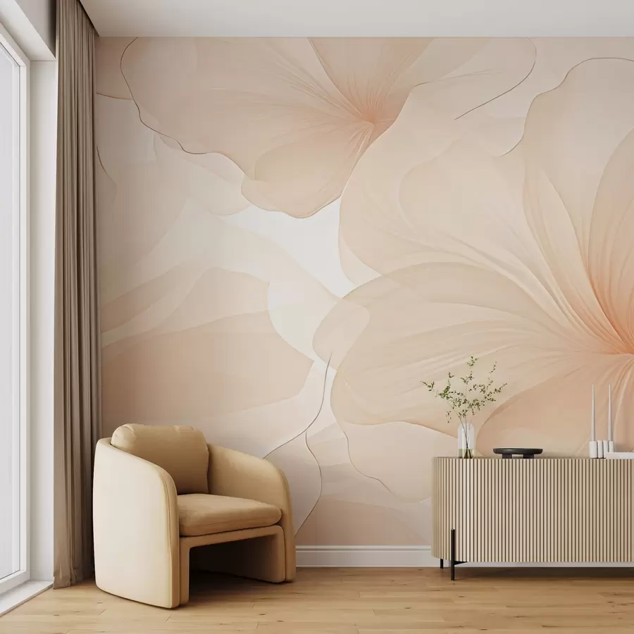 murales de pared Grandes capullos de color rosa suave w09032