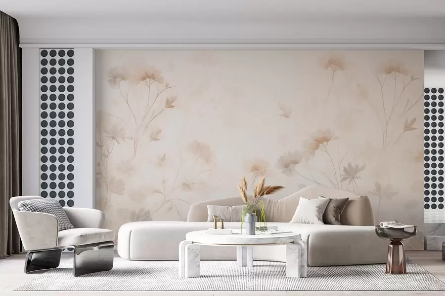 murales de pared Flores silvestres pastel en estilo acuarela w09037