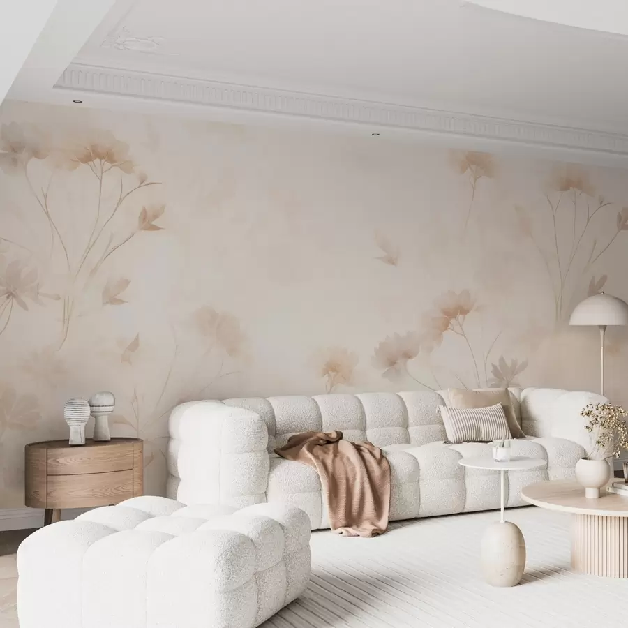 murales de pared Flores silvestres pastel en estilo acuarela w09037