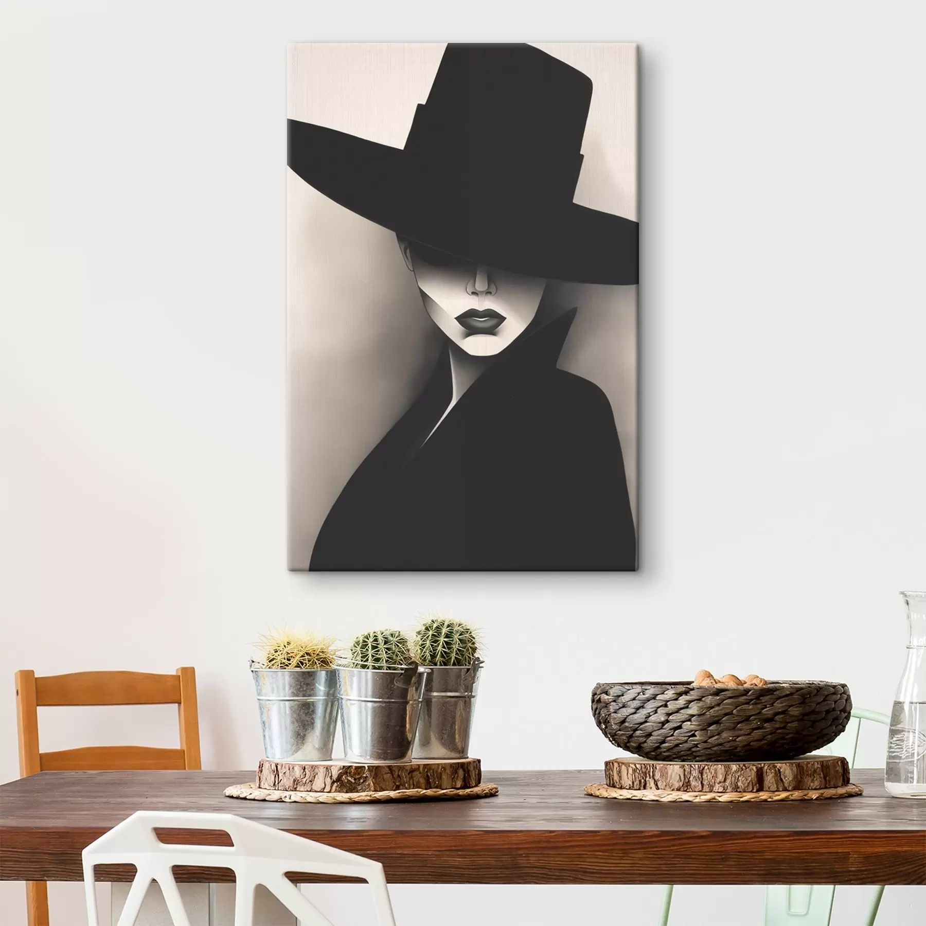 murales de pared Mujer con sombrero s44108