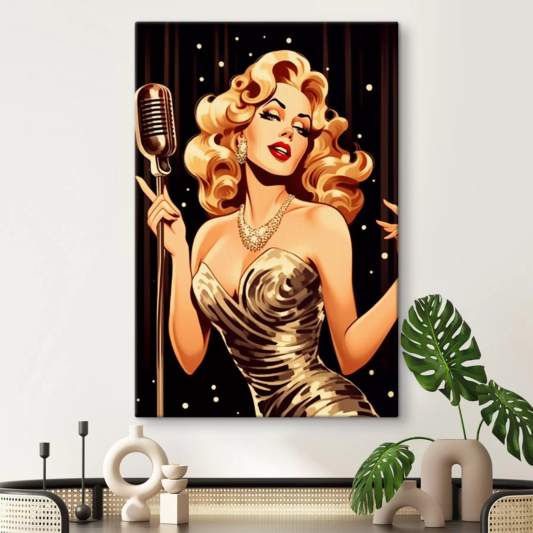 murales de pared Chica con micrófono s44112