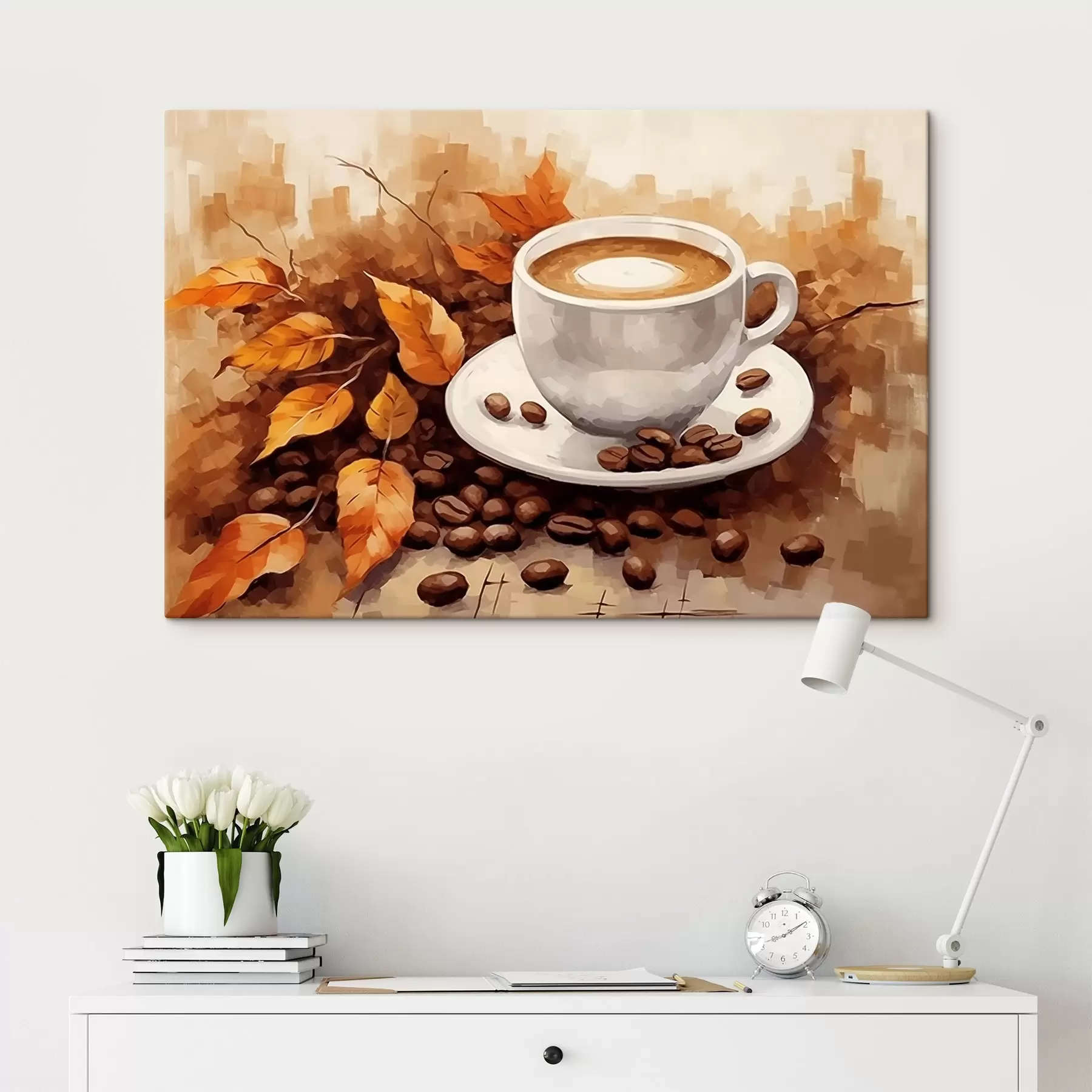 murales de pared Taza de café y granos de café s44116